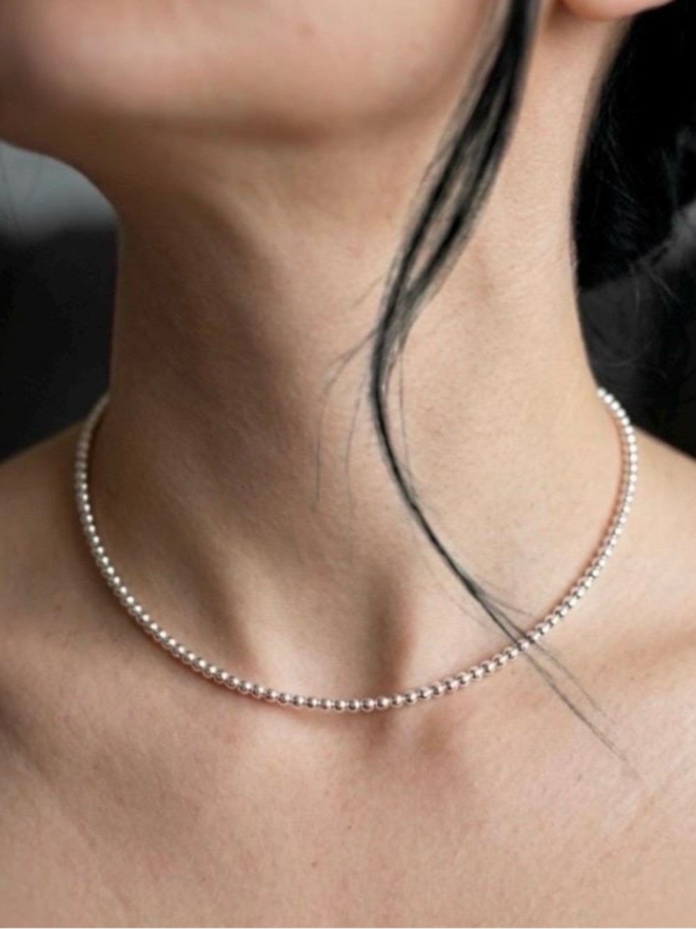 Elegant Silver Bead Choker Necklace - Timeless Minimalist Jewelry